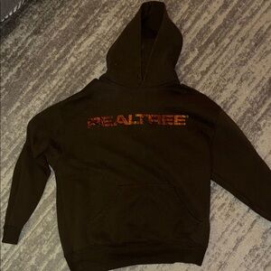 Realtree Men's Brown Hoodie with Orange Logo. 1990.
